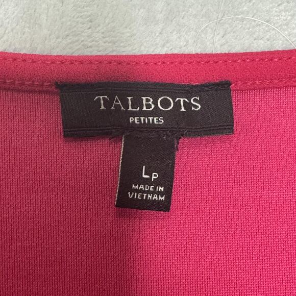 Talbots Top Womens Large Petite Pink 3/4 Sleeve Split Neck Stretch Pullover - Picture 5 of 10